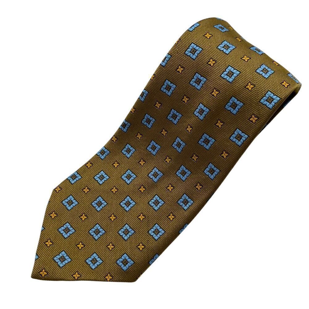 Vtg Clover Cravat Co Tie Necktie Polyester Green Squares Cassic Office NEW